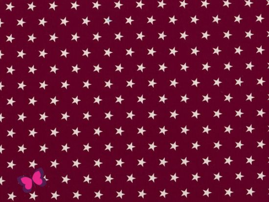 50 x 70 cm Zuschnitt Sterne Baumwolle bordeaux