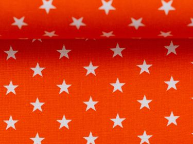 Baumwolle Sterne weiß 423 - orange