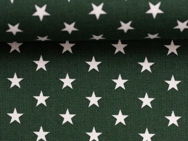 Baumwolle Sterne weiß 564 - dunkelgrün