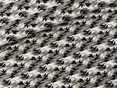 Camouflage Popeline grau schwarz weiß